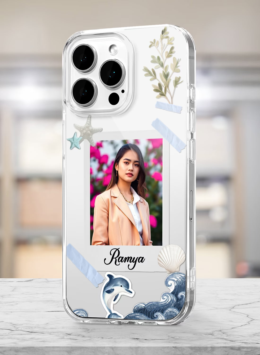 Ocean Dolphin Custom Photo & Name Silicone Mobile Cover