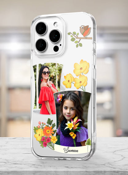 Spring Bird Floral Dual Photo Silicone Mobile Cover