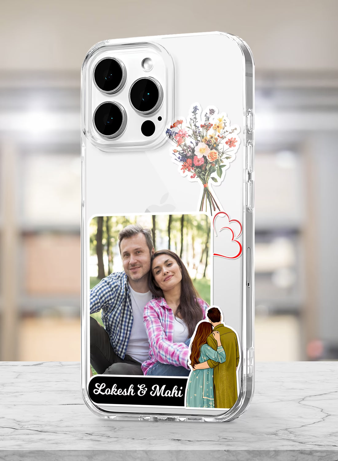 Wildflower Bouquet Couple Photo Silicone Mobile Cover