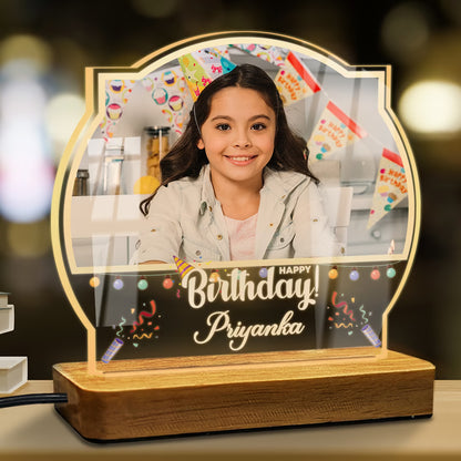 Custom Birthday Photo & Name Acrylic LED Lamp | Fashionury