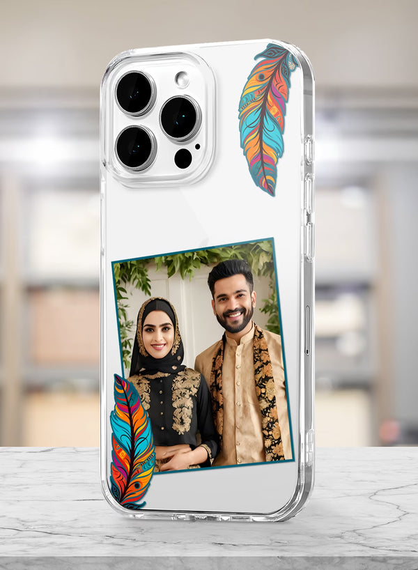 Boho Peacock Feather Custom Photo Silicone Mobile Cover