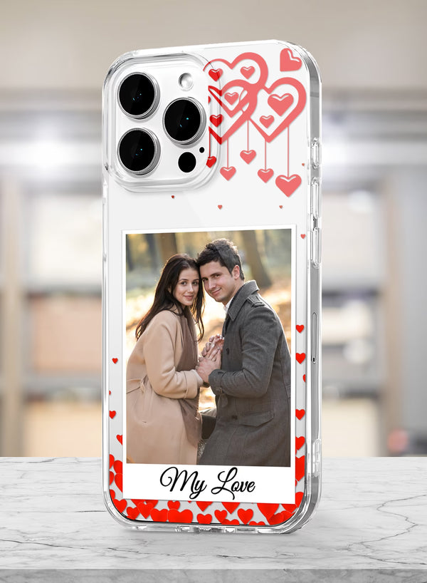 Mint Pink Doodle Heart Custom Photo Silicone Mobile Cover