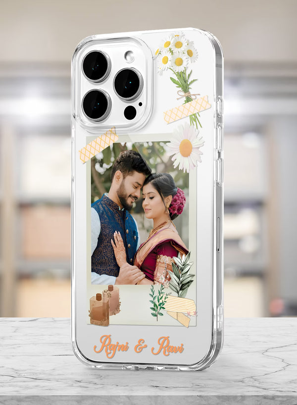 Daisy Washi Tape Custom Photo & Name Silicone Mobile Cover