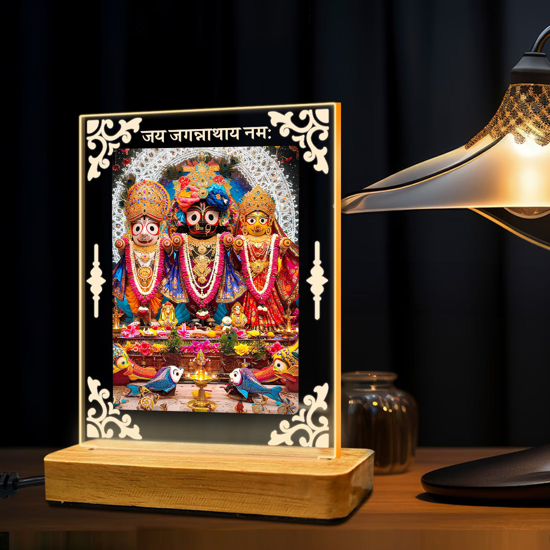 Buy Online Fashionury Acrylic Spiritual Lamp Jagannath Puri Ji Acrylic Led Lamp - Wooden Stand D3
