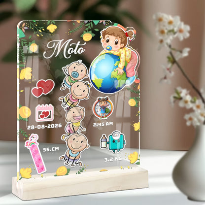 Custom Baby Girl Birth Stats Acrylic Frame