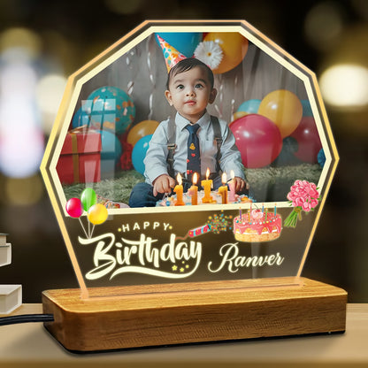 Custom Birthday Octagon Acrylic Photo LED Lamp | Fashionury
