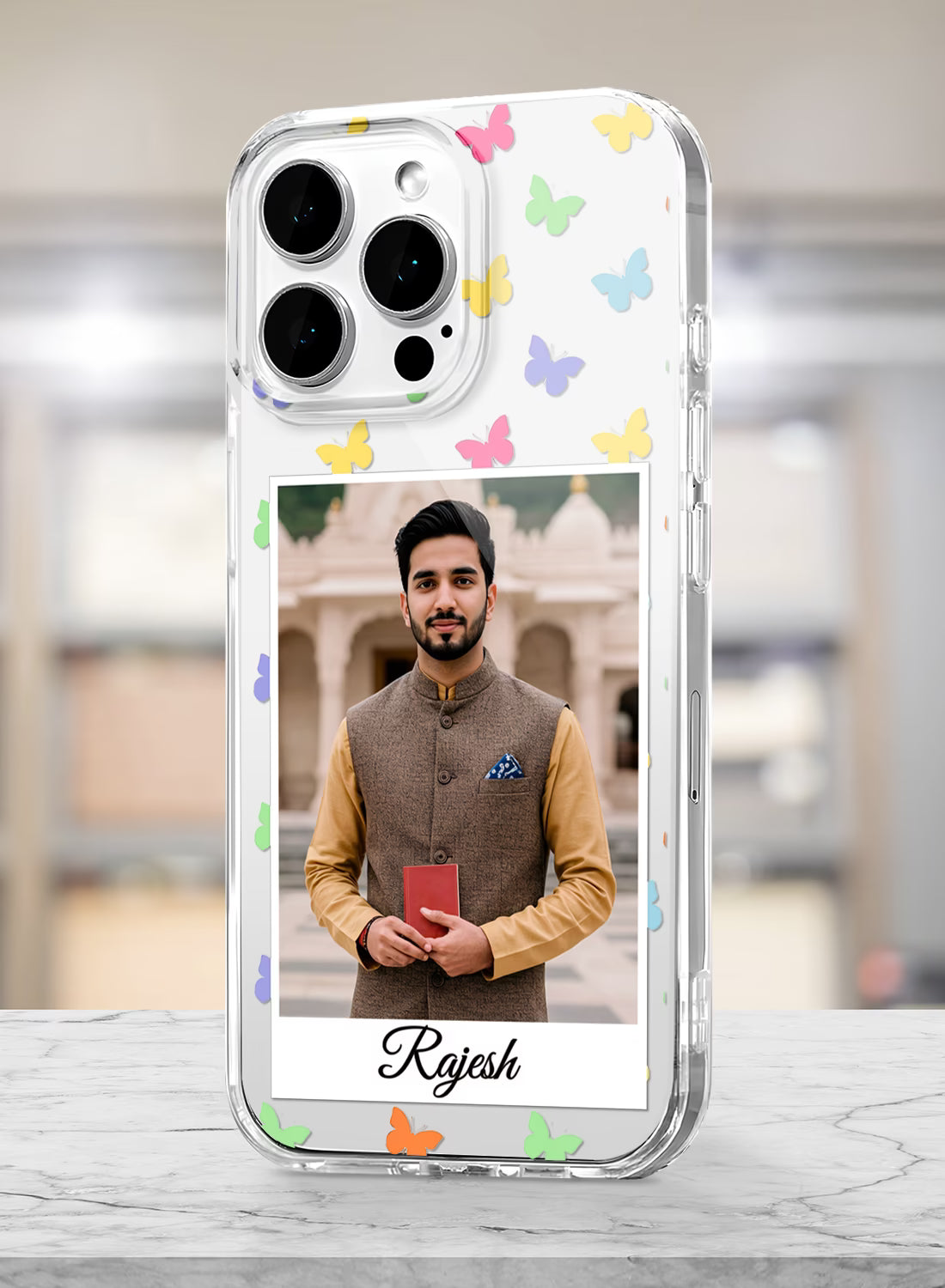 Custom Photo Name Butterfly Clear Silicone Phone Cover