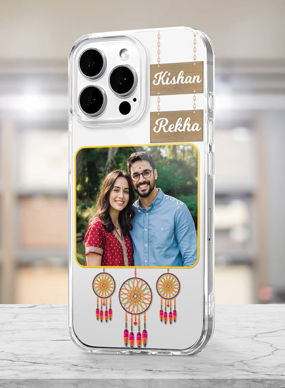 Deamcatcher & Wooden Name Printed Clear Silicone Cover