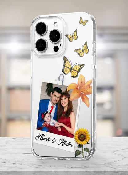 Butterfly Sunflower Custom Photo & Name Silicone Mobile Cover