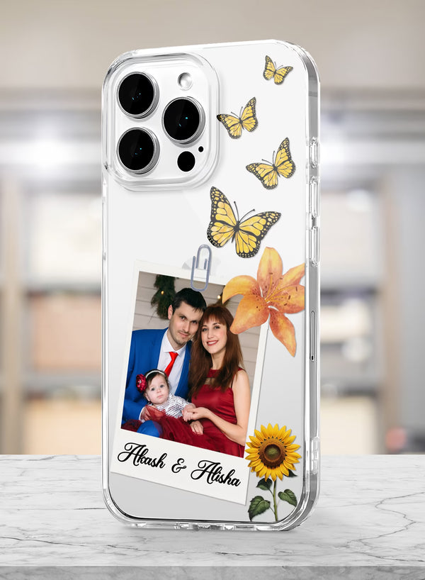 Butterfly Sunflower Custom Photo & Name Silicone Mobile Cover