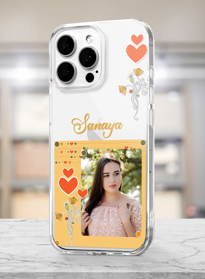 Yellow Heart Floral Custom Photo Silicone Mobile Cover