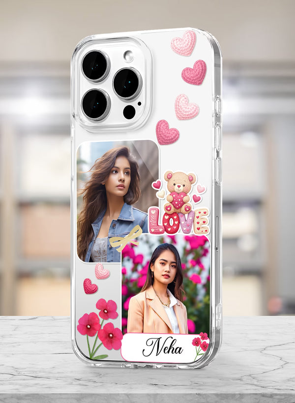 Teddy Love Bear Dual Photo Silicone Mobile Cover