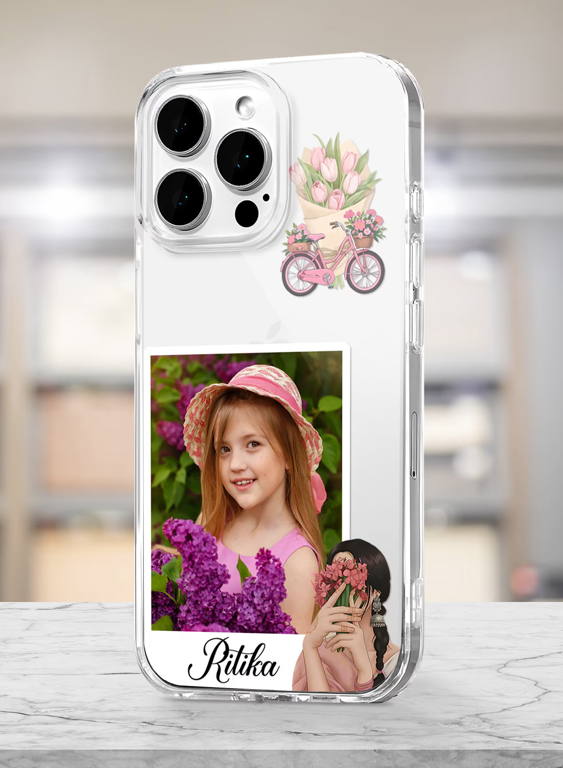 Pink Bicycle Tulip Custom Silicone Mobile Cover