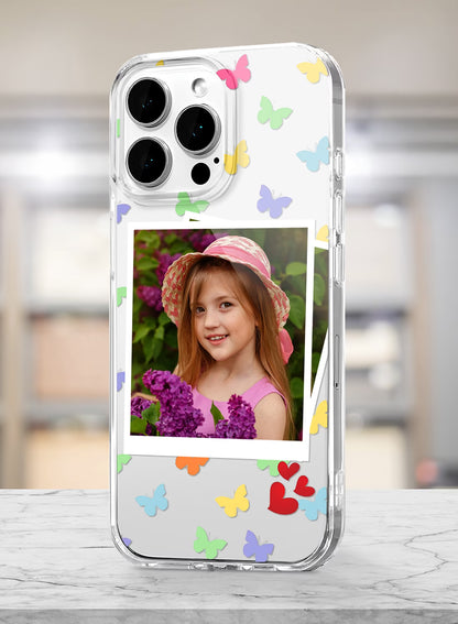 Colourful Butterfly Heart Custom Photo Silicone Mobile Cover