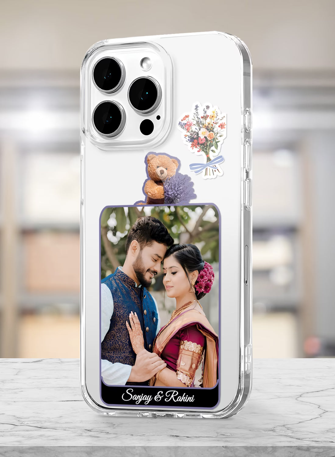 Teddy Lavender Bouquet Custom Photo Silicone Mobile Cover