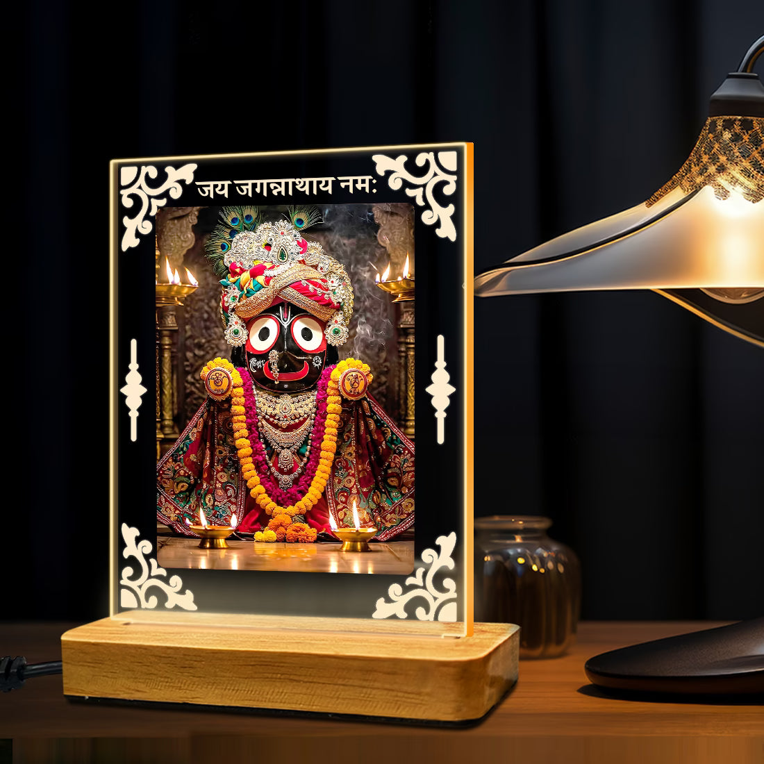 Buy Online Fashionury Acrylic Spiritual Lamp Jagannath Ji Acrylic Led Lamp - Wooden Stand D2