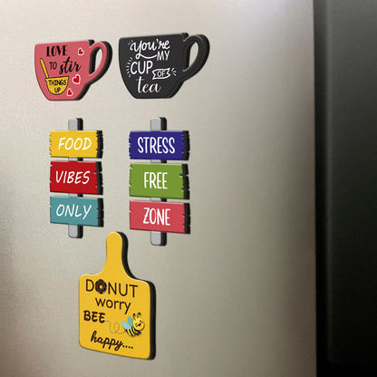 Kitchen Quotes MDF wooden fridge magnet set of 5 with fun typography and designs