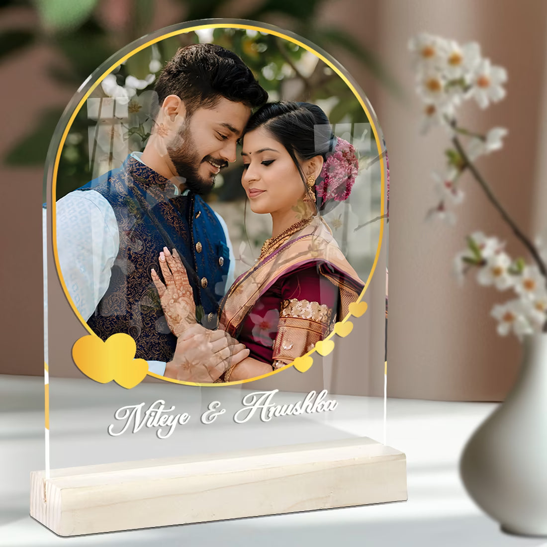 Custom Couple Arch Acrylic Tabletop Photo Frame
