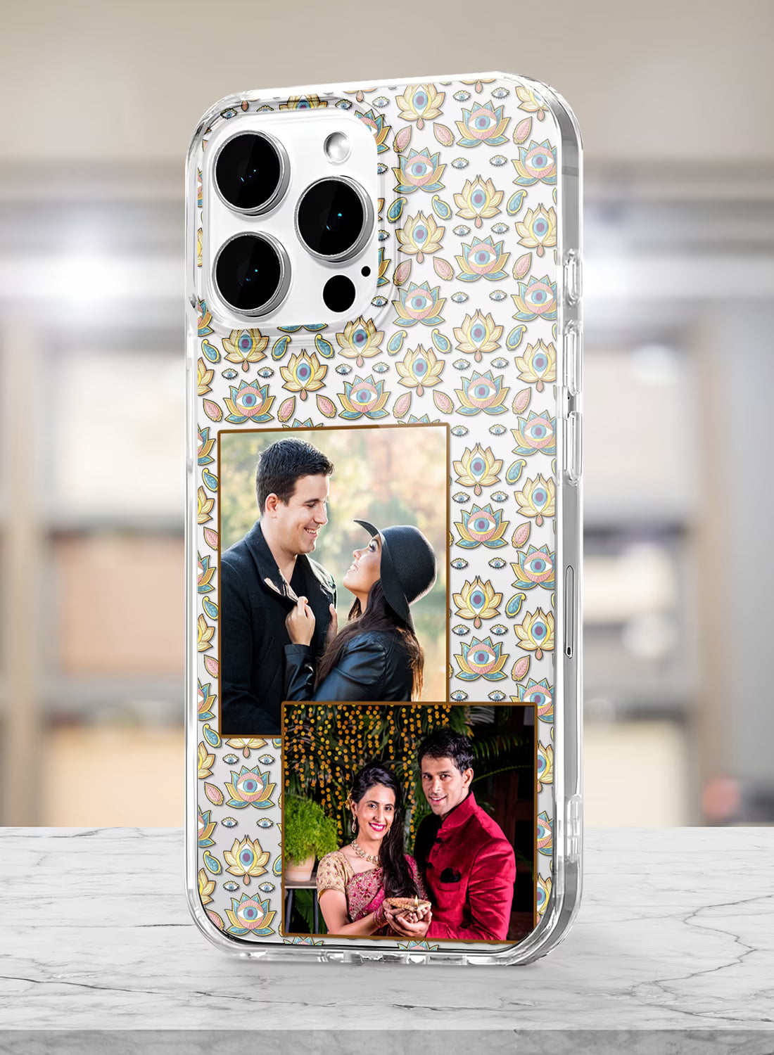 Lotus Evil Eye Dual Photo Custom Silicone Mobile Cover