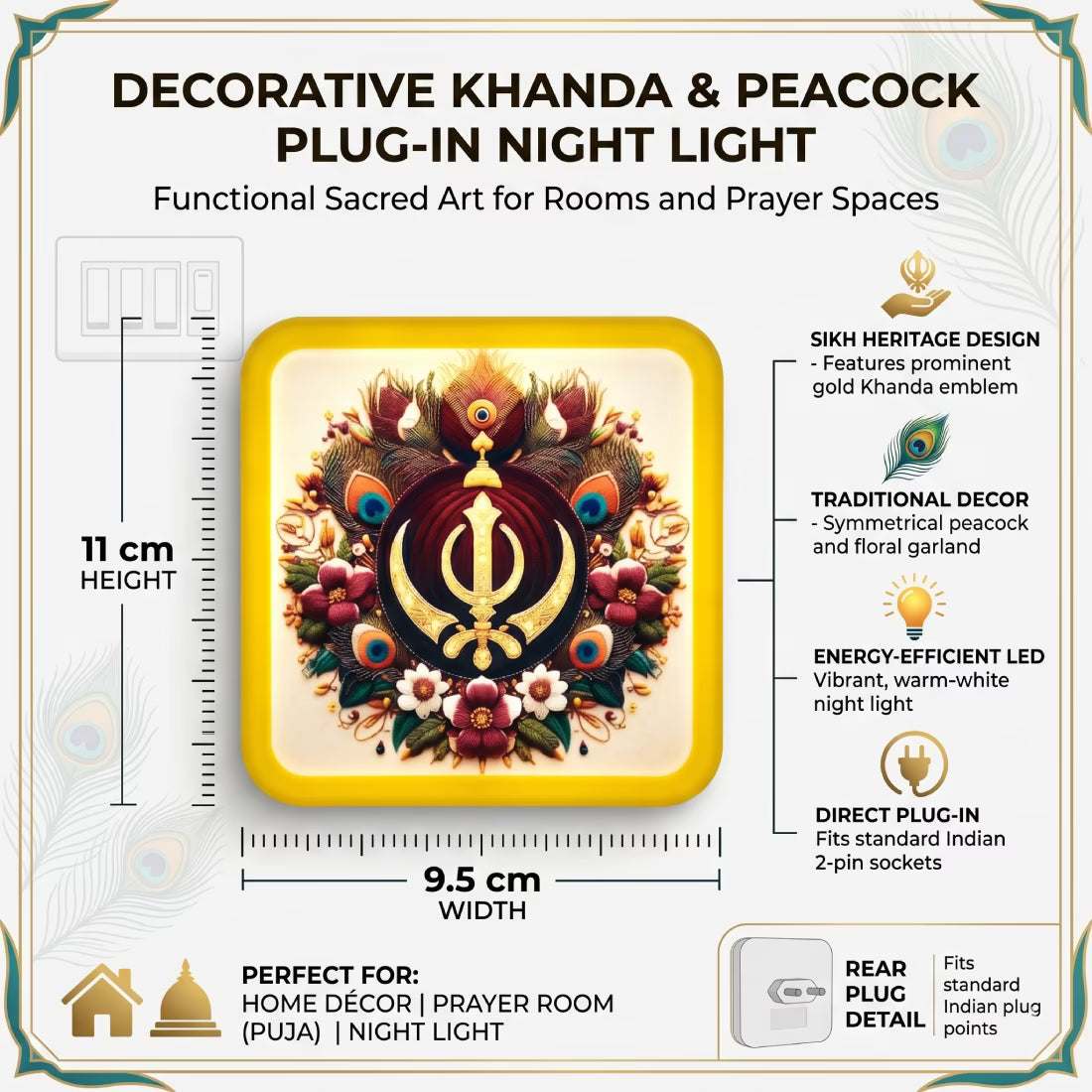 Khalsa ji plug-in LED night lamp specifications