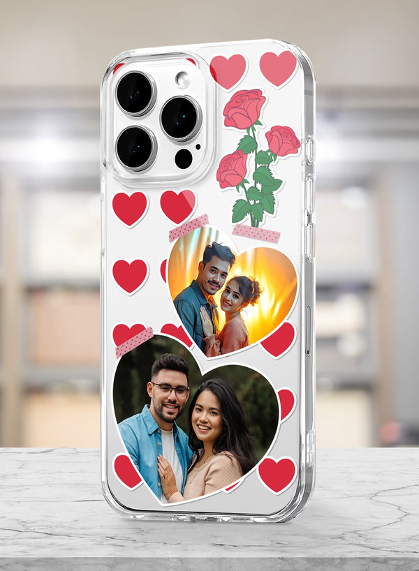 Custom Heart & Rose Design Silicone Mobile Cover