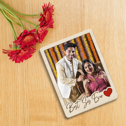 Best Sis Ever custom photo wooden fridge magnet with polaroid design and heart