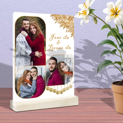 Custom 3 Photo Couple Acrylic Tabletop Frame