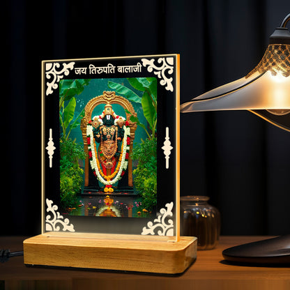 Buy Online Fashionury Acrylic Spiritual Lamp Lord Venkateshwara Acrylic Led Lamp - Wooden Stand D2