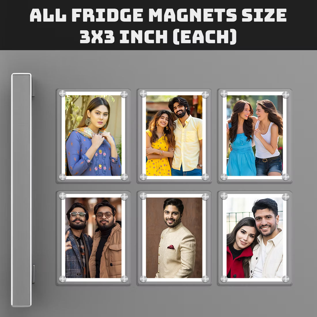 Polaroid acrylic photo fridge magnet set of 6 with insert photos and silver screw corners – Fashionury