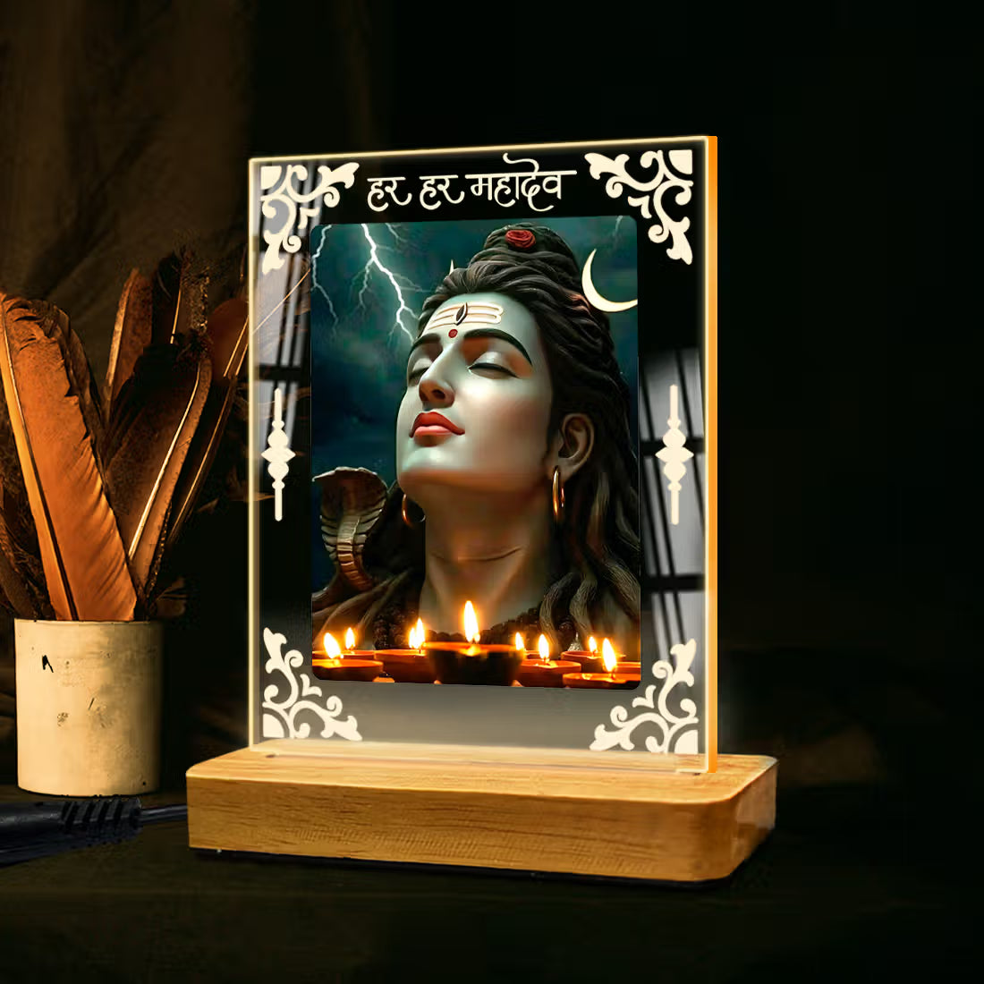 Buy Online Fashionury Acrylic Spiritual Lamp Shiva's Acrylic Led Lamp - Wooden Stand-D1