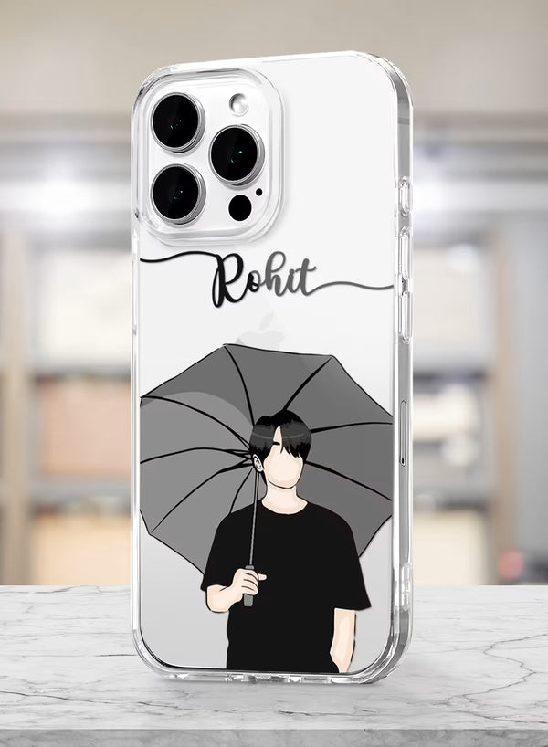 Aesthetic Umbrella Boy Printed Clear Silicone Back Cover