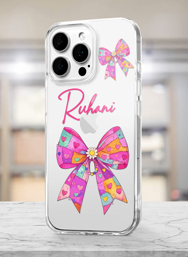 Colorful Ribbon Bow Printed Clear Silicone Back Cover