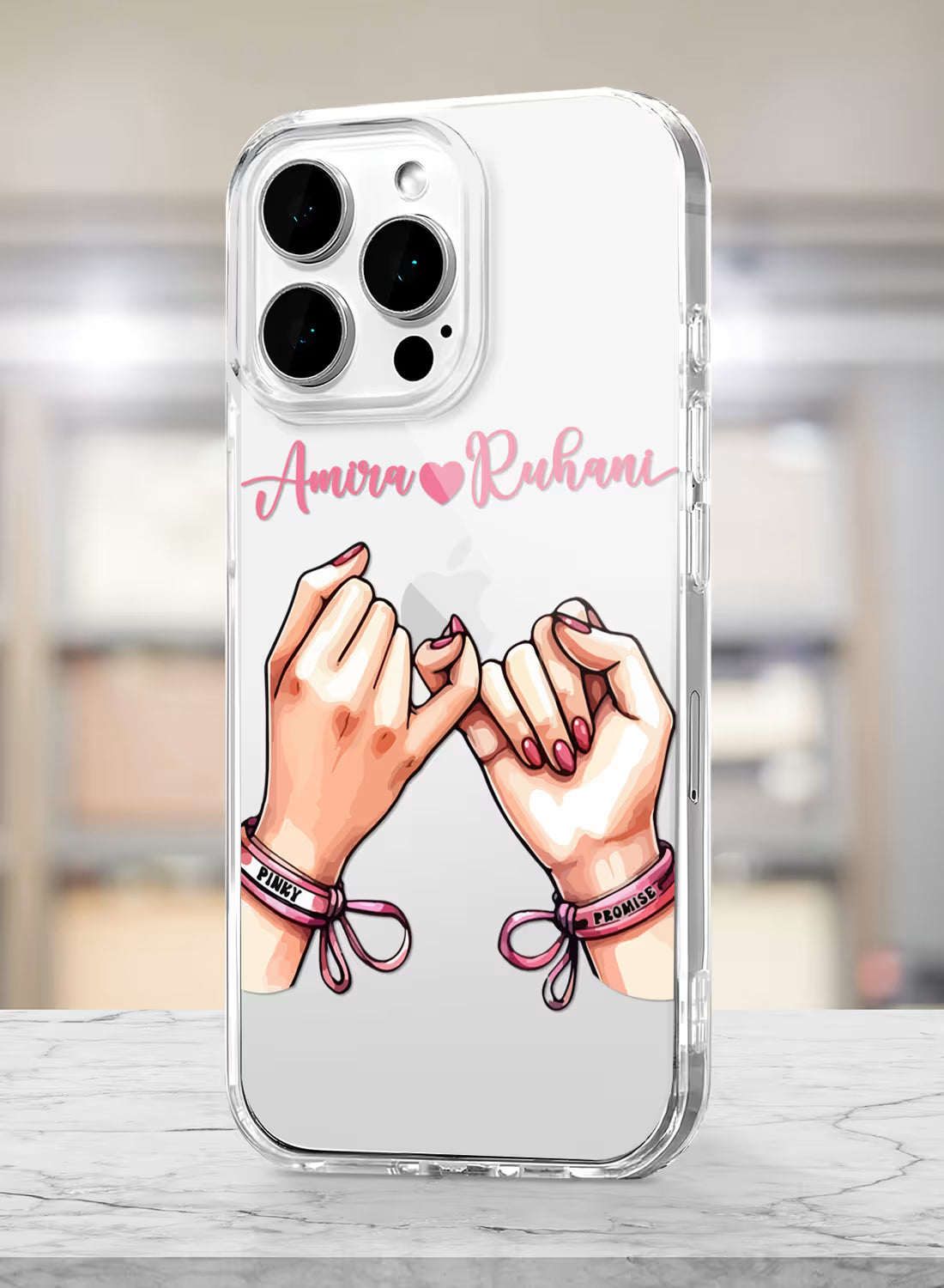 Pinky Promise Hands Printed Clear Silicone Back Cover
