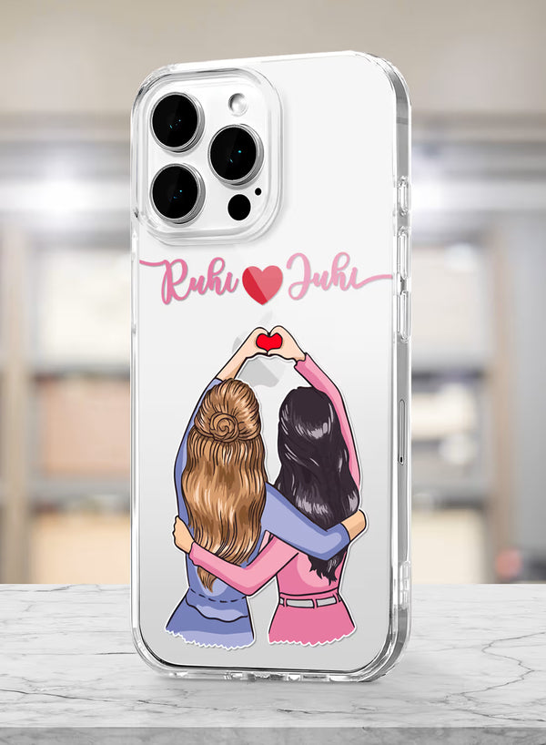 Best Friends Heart Printed Clear Silicone Back Cover