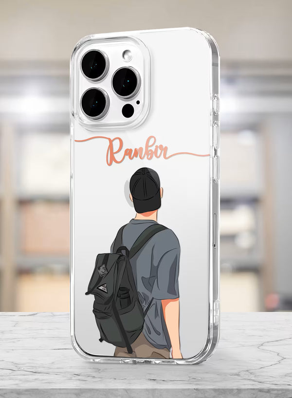 Backpacker Boy Printed Clear Silicone Back Cover