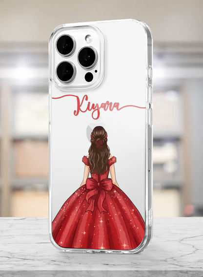 Princess in Red Gown Printed Clear Silicone Back Cover