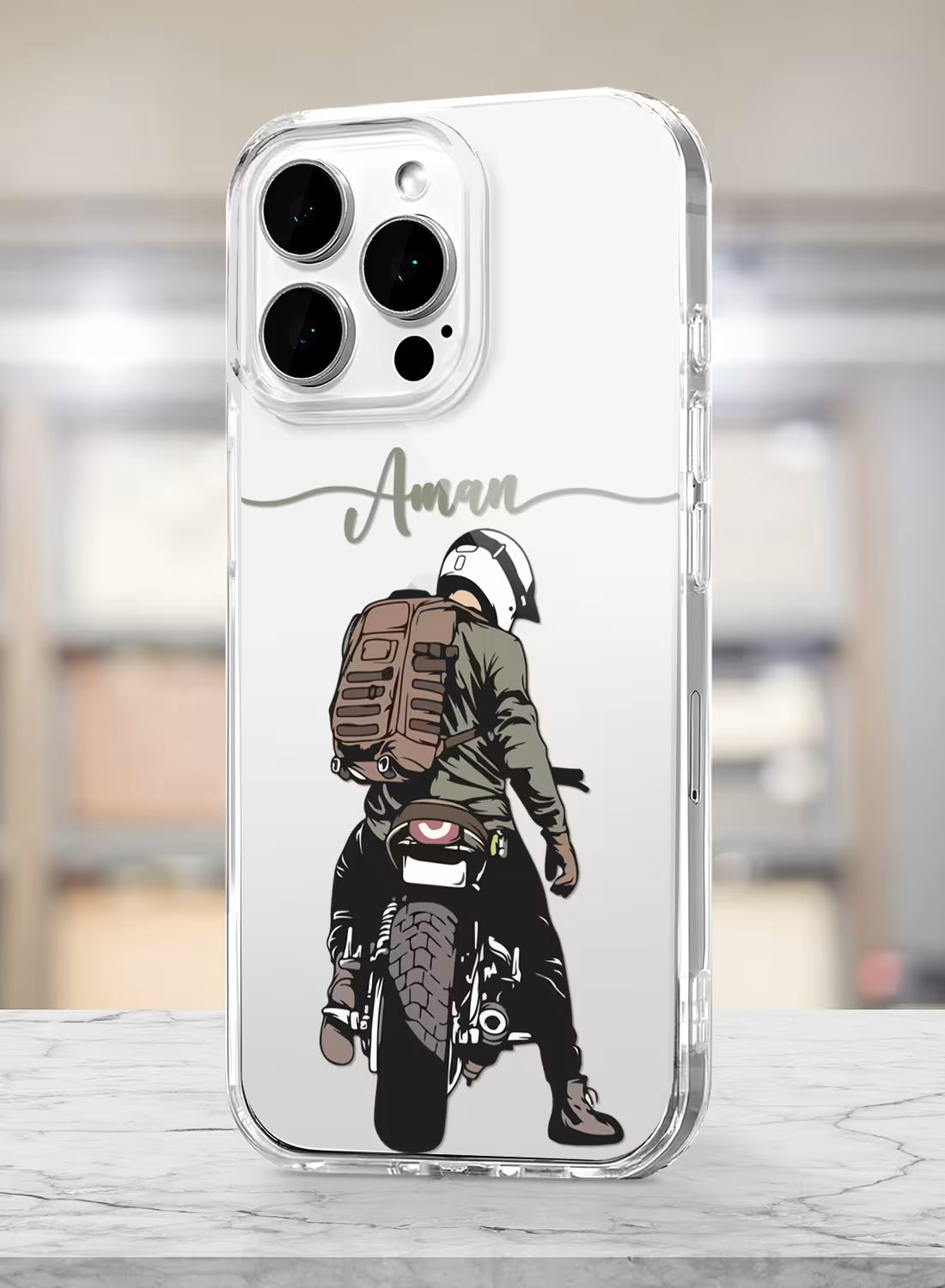 Motorcycle Rider Boy Printed Clear Silicone Back Cover