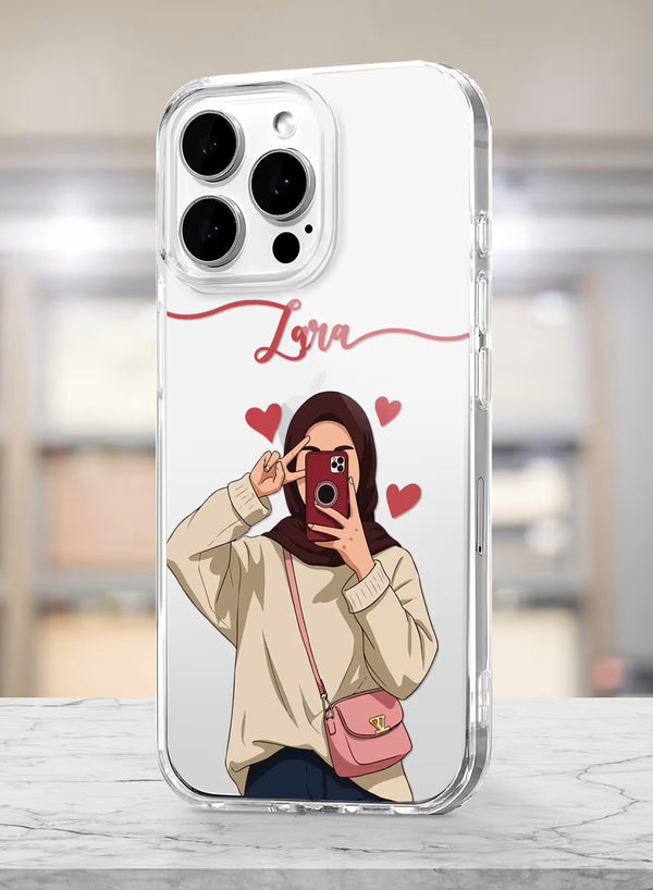 Hijab Girl Selfie Printed Clear Silicone Back Cover