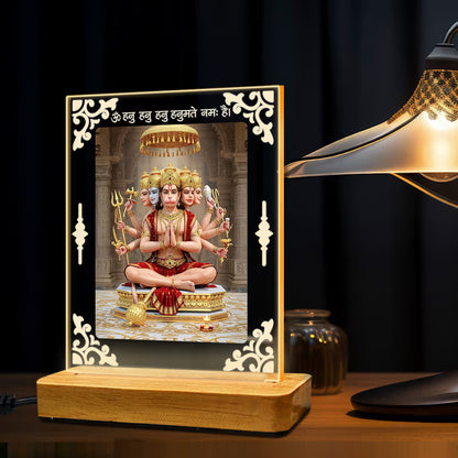 Buy Online Fashionury Acrylic Spiritual Lamp Shree Panchmukhi Hanuman Ji Acrylic Led Lamp - Wooden Stand-D1
