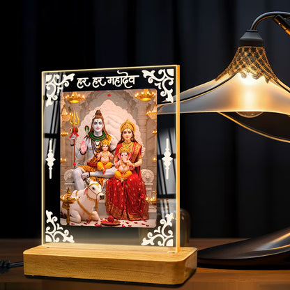 Buy Online Fashionury Acrylic Spiritual Lamp Shiv Parivar Acrylic Led Lamp - Wooden Stand-D3