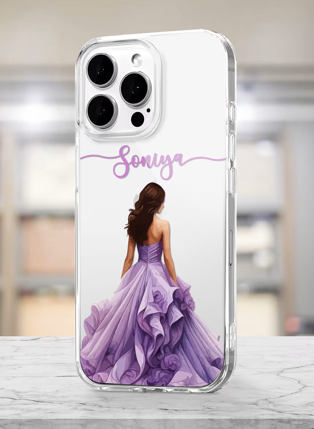 Purple Gown Girl Printed Clear Silicone Back Cover