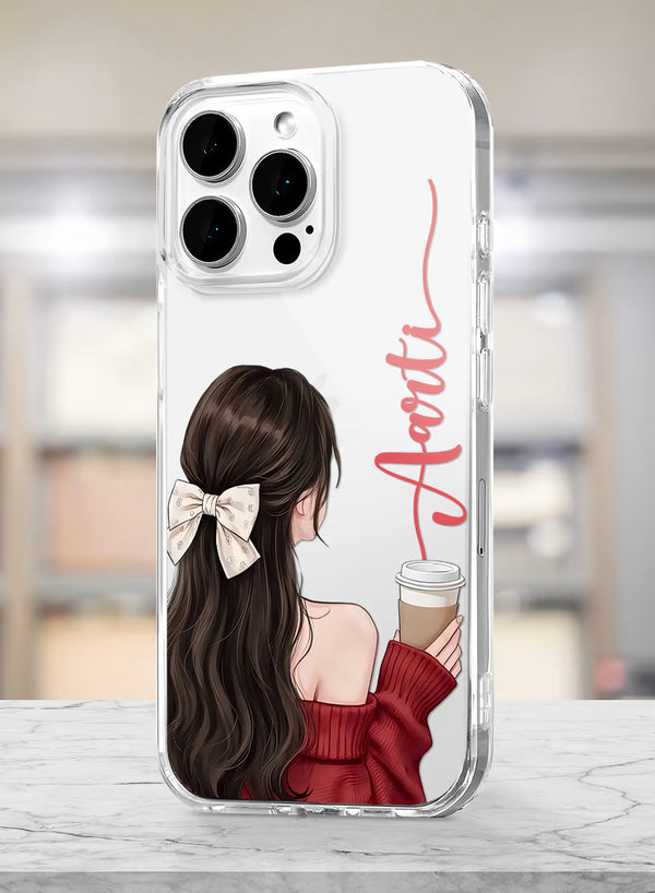 Coffee Girl Custom Name Silicone Mobile Cover