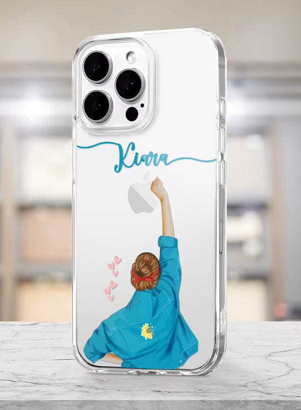 Blue Denim Jacket Girl Printed Clear Silicone Back Cover