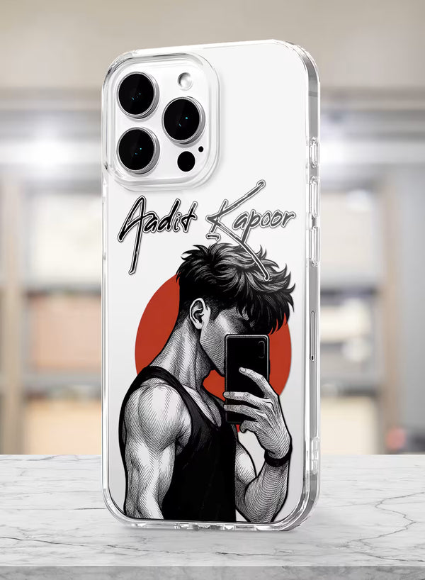 Custom Name Anime Selfie Boy Clear Silicone Phone Cover