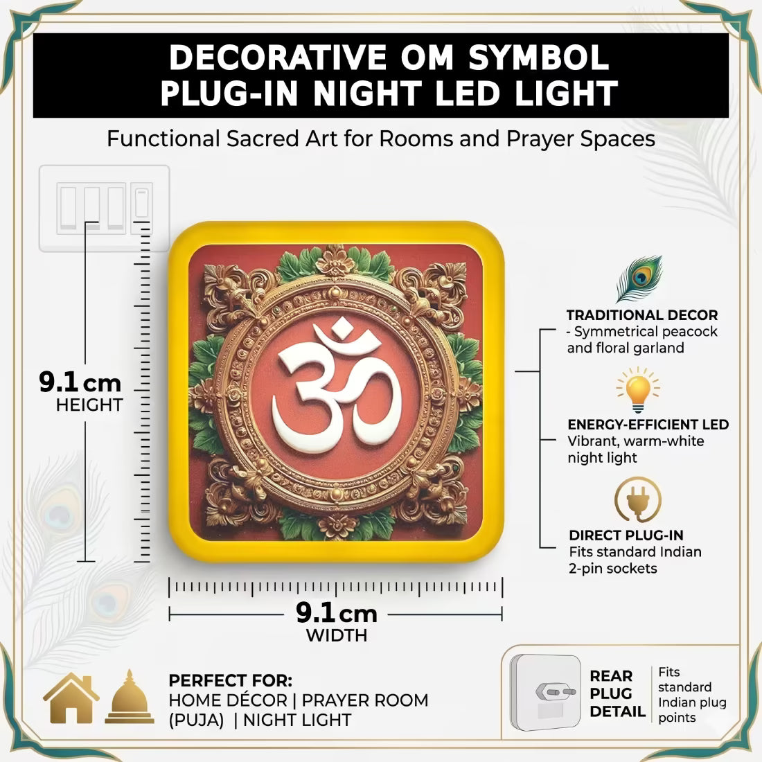 Om Symbol Plug-In Acrylic LED Night Lamp | Fashionury