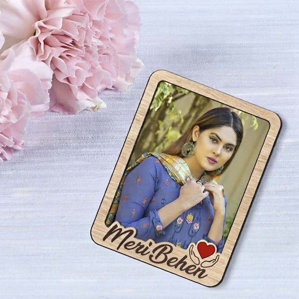 Meri Bhen Custom Photo Wooden Fridge Magnet