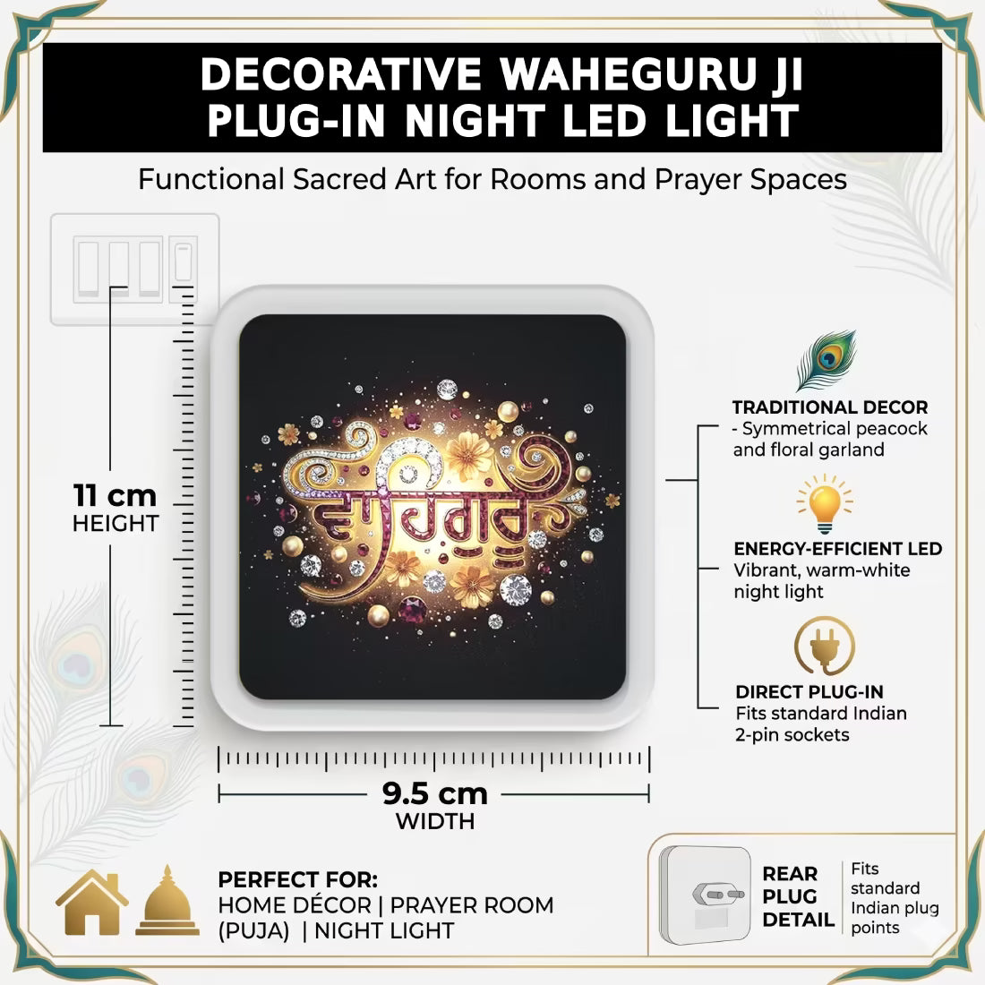 Divine Waheguru ji Led Night Plug-In Lamp Specification