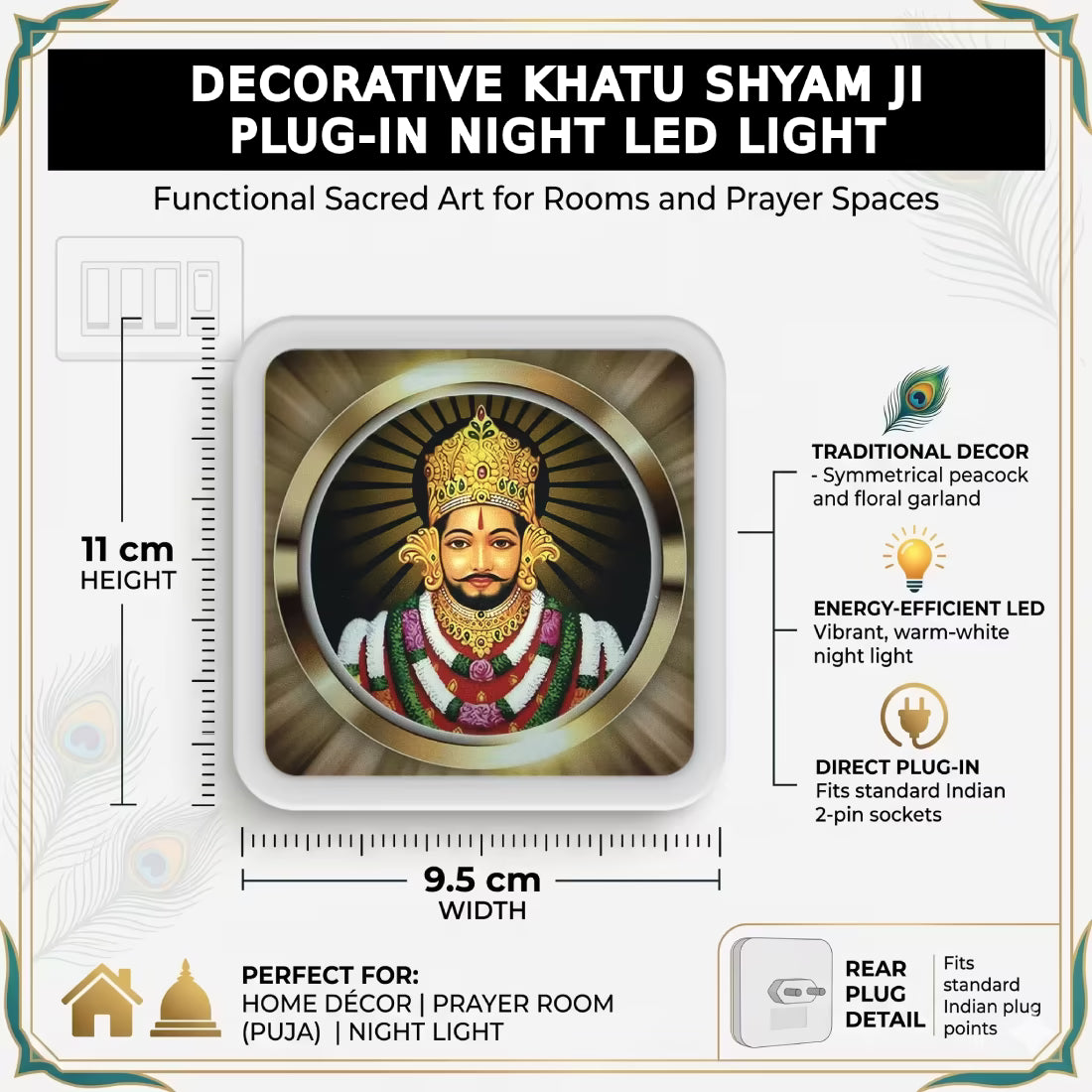 Divine Khatu Shyam Ji-Led Night Plug-In Lamp Specification