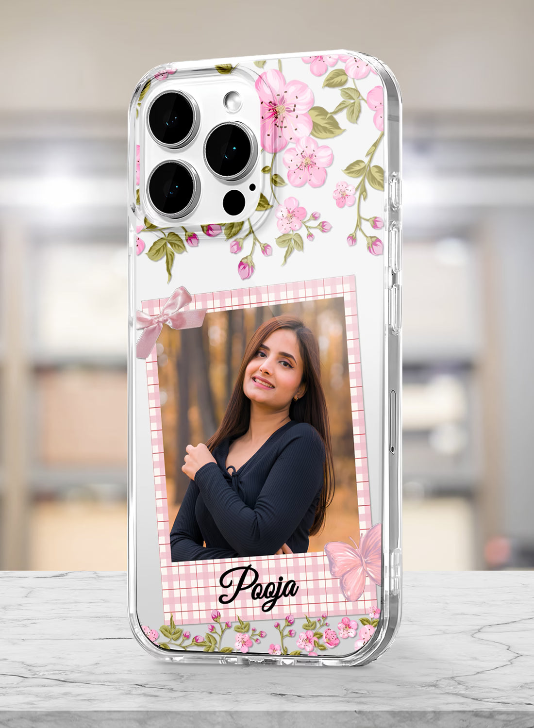 Floral Picture Photo Printed Clear Silicone Back Cover