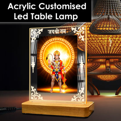 Buy Online Fashionury Acrylic Spiritual Lamp Hanuman Ji Acrylic Led Lamp - Wooden Stand-D3